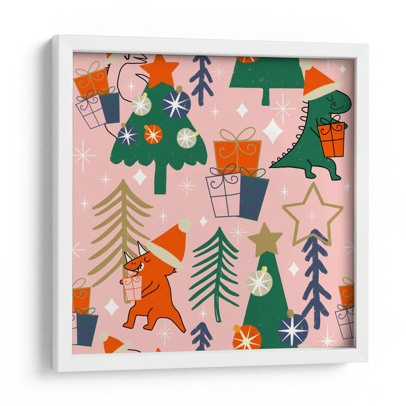 Fiesta de Navidad de Dinosaurios Rosa - Susana Costa | Cuadro decorativo de Canvas Lab