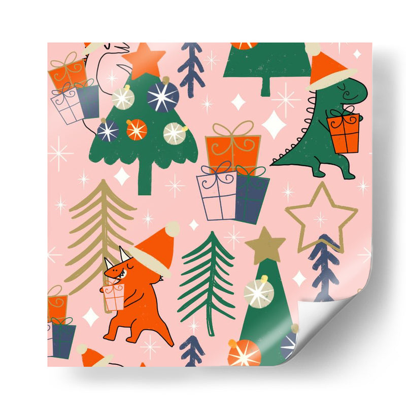 Fiesta de Navidad de Dinosaurios Rosa - Susana Costa | Cuadro decorativo de Canvas Lab