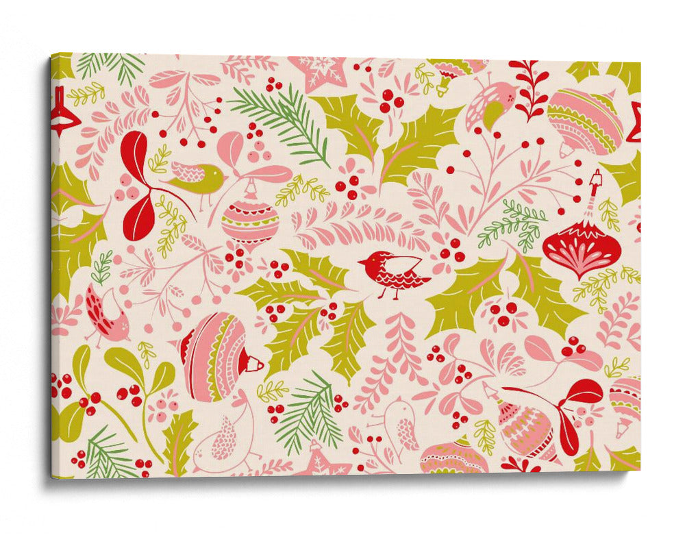 Maravilloso estampado ditsy rosa de alegría navideña - Annick | Cuadro decorativo de Canvas Lab