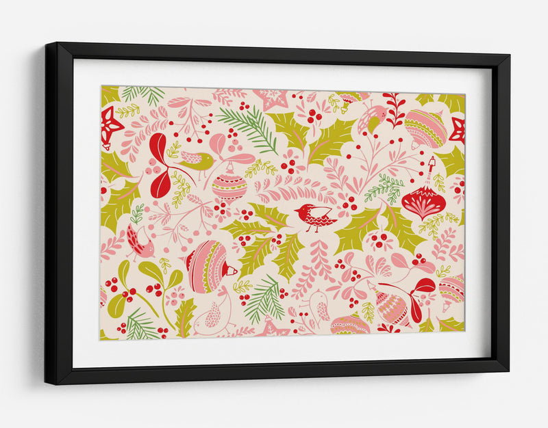 Maravilloso estampado ditsy rosa de alegría navideña - Annick | Cuadro decorativo de Canvas Lab