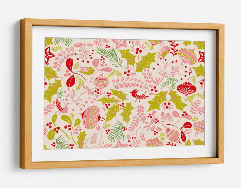 Maravilloso estampado ditsy rosa de alegría navideña - Annick | Cuadro decorativo de Canvas Lab