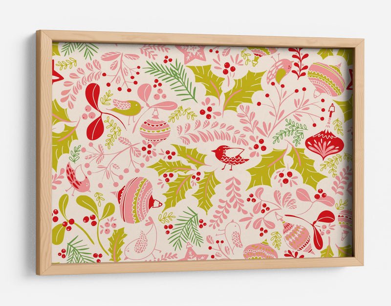 Maravilloso estampado ditsy rosa de alegría navideña - Annick | Cuadro decorativo de Canvas Lab