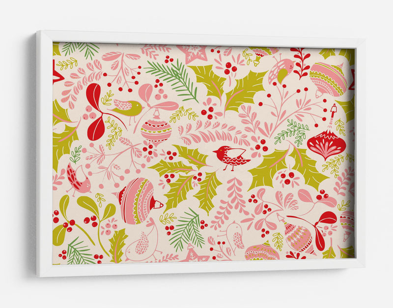 Maravilloso estampado ditsy rosa de alegría navideña - Annick | Cuadro decorativo de Canvas Lab