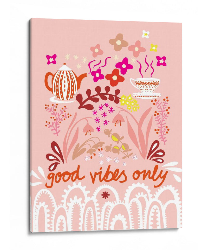Solo buenas vibraciones ilustración de arte popular escandinavo - Annick | Cuadro decorativo de Canvas Lab