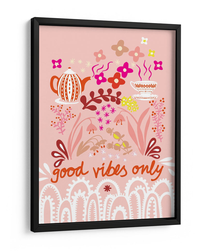 Solo buenas vibraciones ilustración de arte popular escandinavo - Annick | Cuadro decorativo de Canvas Lab
