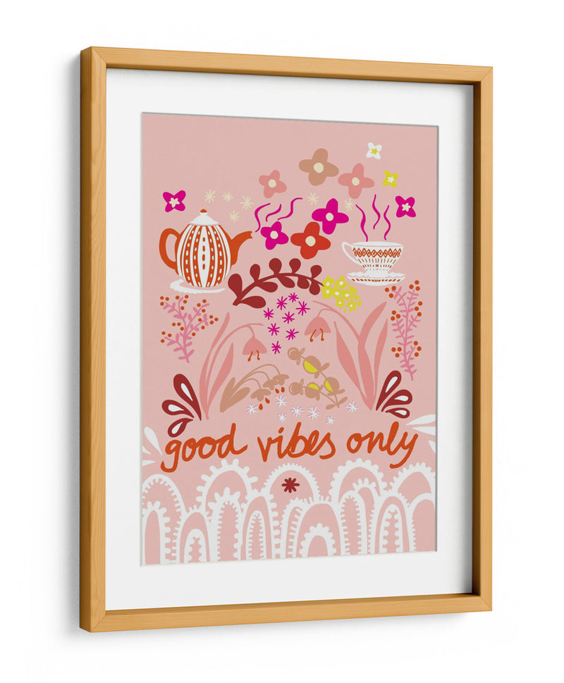 Solo buenas vibraciones ilustración de arte popular escandinavo - Annick | Cuadro decorativo de Canvas Lab