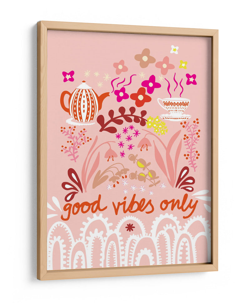 Solo buenas vibraciones ilustración de arte popular escandinavo - Annick | Cuadro decorativo de Canvas Lab