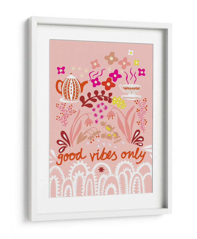 Solo buenas vibraciones ilustración de arte popular escandinavo - Annick | Cuadro decorativo de Canvas Lab