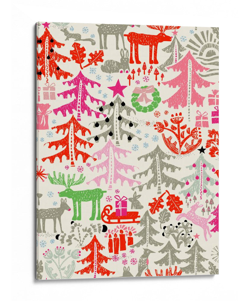 Patrón de bosque invernal de Navidad - Annick | Cuadro decorativo de Canvas Lab