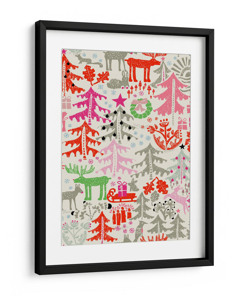 Patrón de bosque invernal de Navidad - Annick | Cuadro decorativo de Canvas Lab