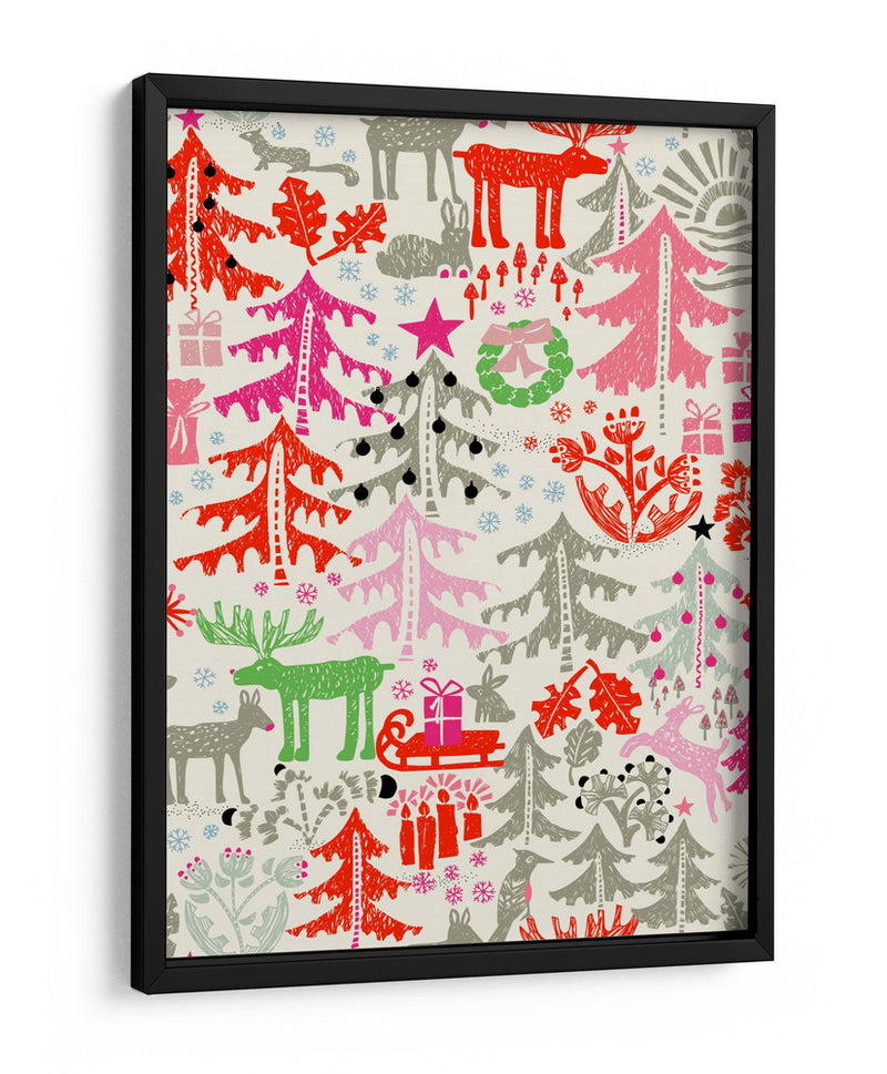 Patrón de bosque invernal de Navidad - Annick | Cuadro decorativo de Canvas Lab