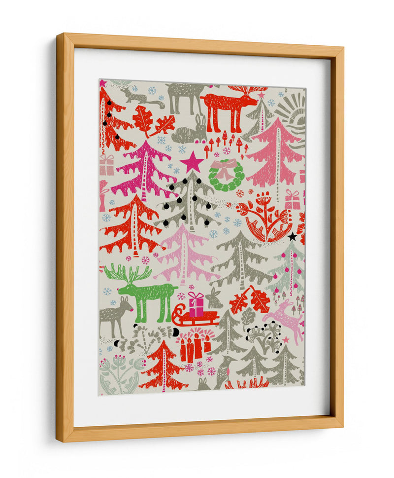 Patrón de bosque invernal de Navidad - Annick | Cuadro decorativo de Canvas Lab