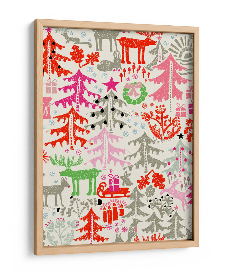 Patrón de bosque invernal de Navidad - Annick | Cuadro decorativo de Canvas Lab