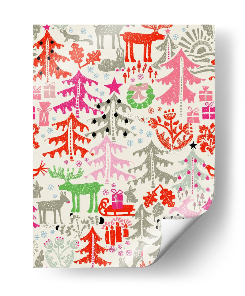 Patrón de bosque invernal de Navidad - Annick | Cuadro decorativo de Canvas Lab