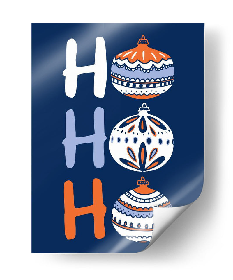 HoHoHo Alegre pequeña ilustración navideña azul - Annick | Cuadro decorativo de Canvas Lab