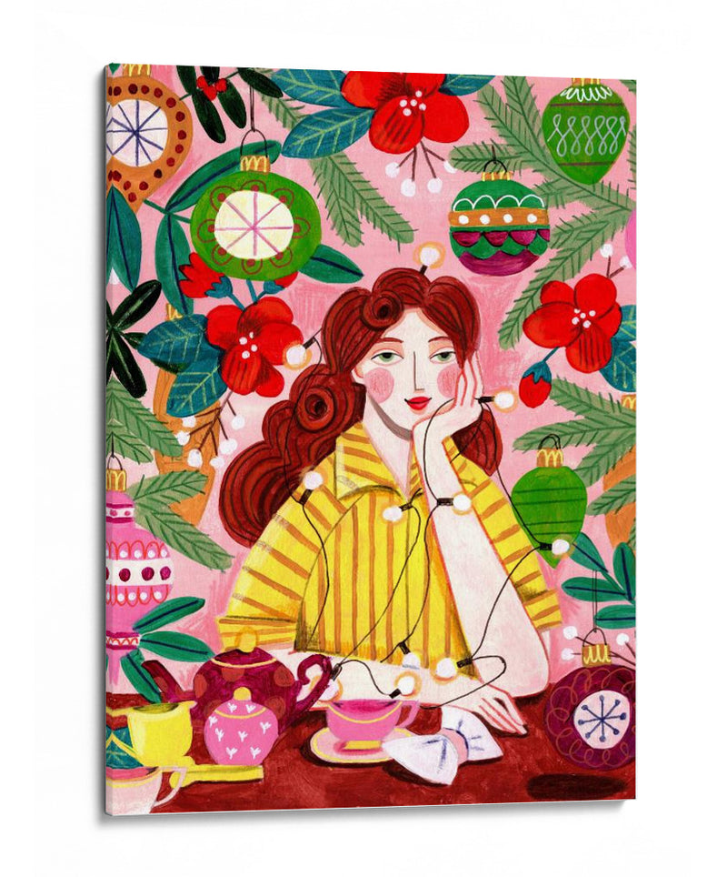 Mujer retro de Navidad - Caroline Bonne Muller | Cuadro decorativo de Canvas Lab