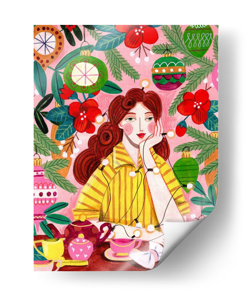 Mujer retro de Navidad - Caroline Bonne Muller | Cuadro decorativo de Canvas Lab
