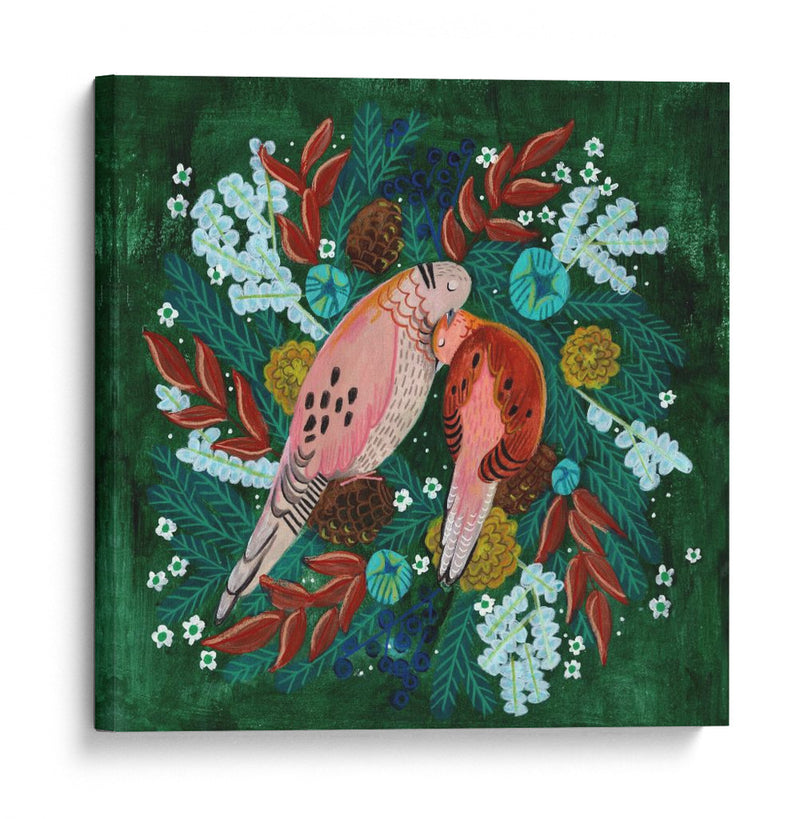 Aves invernales: tórtola en verde - Caroline Bonne Muller | Cuadro decorativo de Canvas Lab