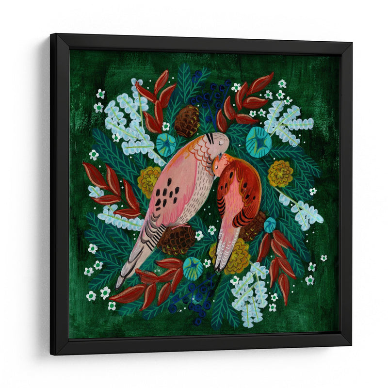 Aves invernales: tórtola en verde - Caroline Bonne Muller | Cuadro decorativo de Canvas Lab