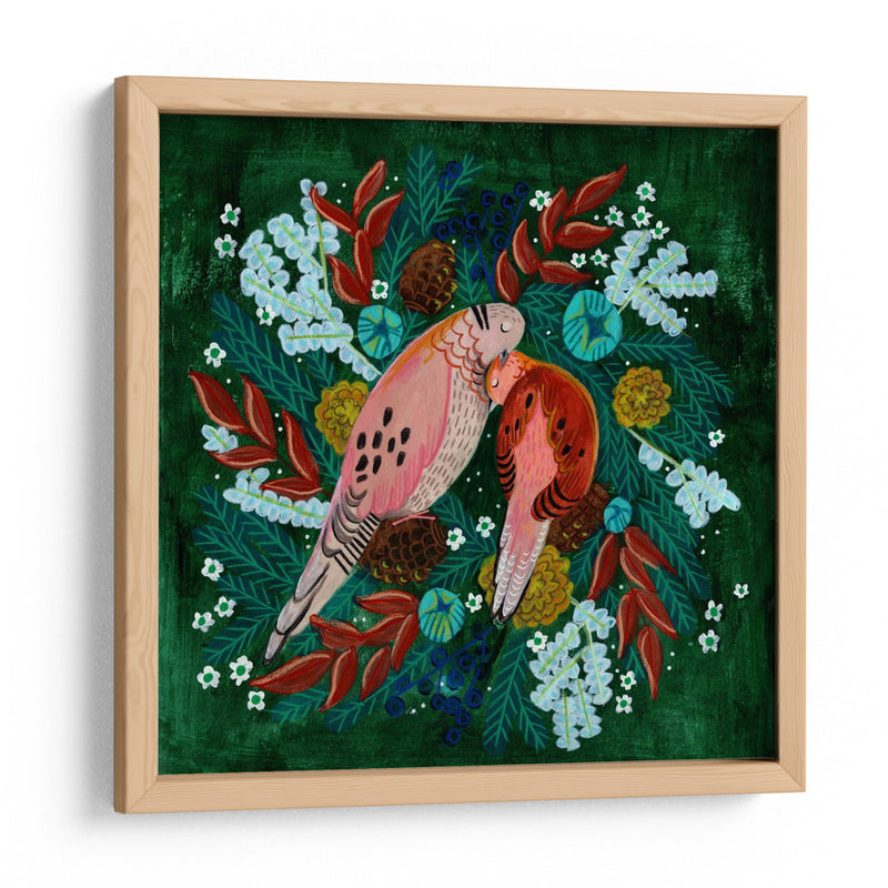 Aves invernales: tórtola en verde - Caroline Bonne Muller | Cuadro decorativo de Canvas Lab