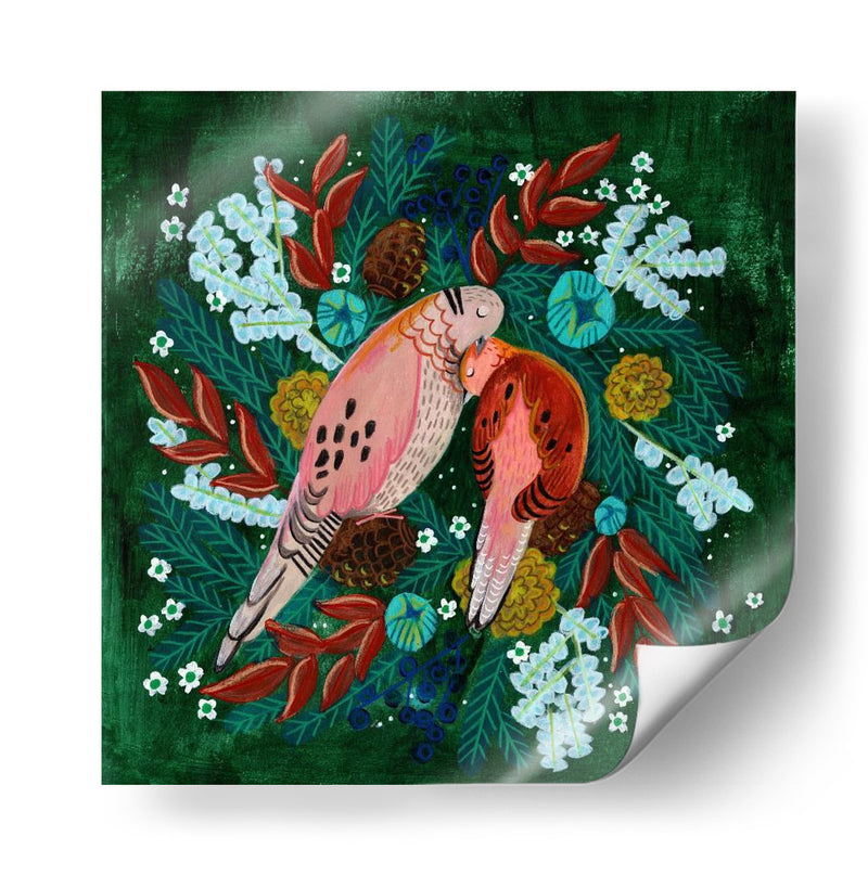 Aves invernales: tórtola en verde - Caroline Bonne Muller | Cuadro decorativo de Canvas Lab