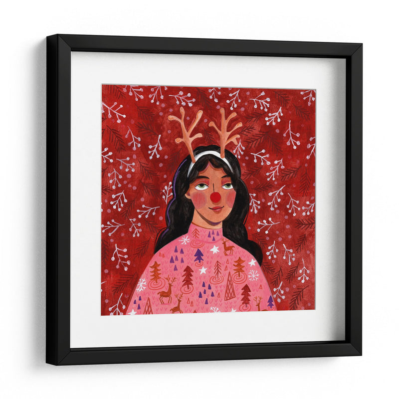 Retrato de mujer moderno abstracto de Navidad - Caroline Bonne Muller | Cuadro decorativo de Canvas Lab