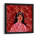 Retrato de mujer moderno abstracto de Navidad - Caroline Bonne Muller | Cuadro decorativo de Canvas Lab