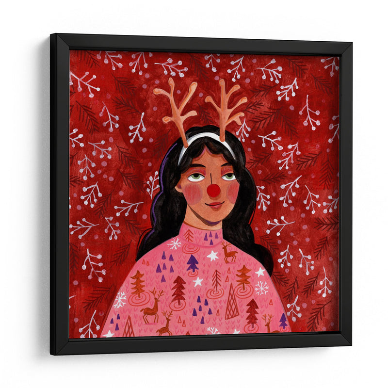 Retrato de mujer moderno abstracto de Navidad - Caroline Bonne Muller | Cuadro decorativo de Canvas Lab