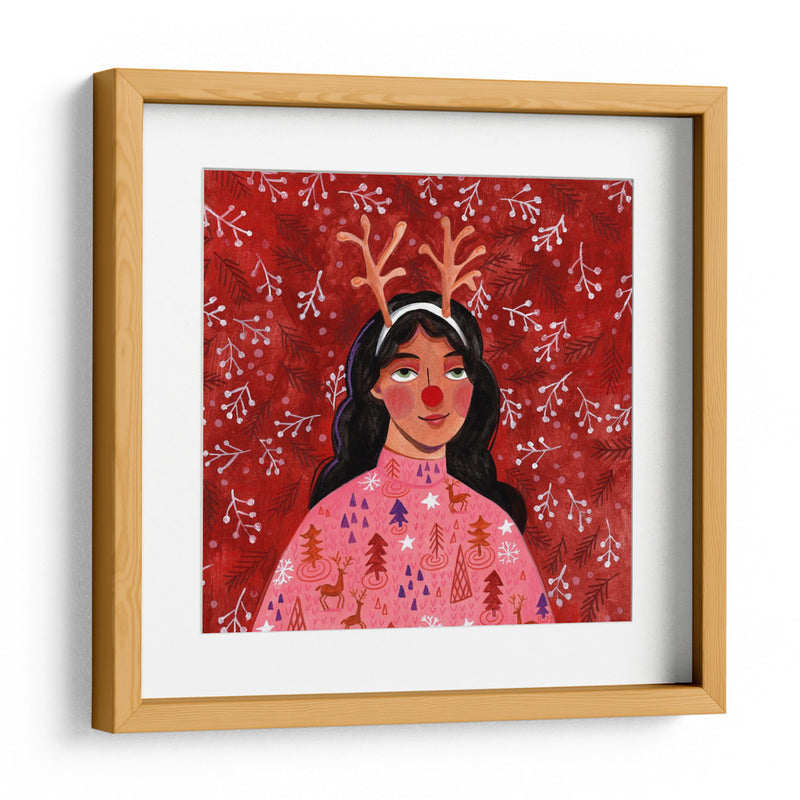 Retrato de mujer moderno abstracto de Navidad - Caroline Bonne Muller | Cuadro decorativo de Canvas Lab