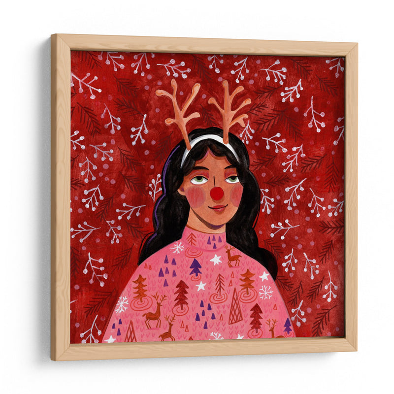 Retrato de mujer moderno abstracto de Navidad - Caroline Bonne Muller | Cuadro decorativo de Canvas Lab