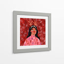 Retrato de mujer moderno abstracto de Navidad - Caroline Bonne Muller | Cuadro decorativo de Canvas Lab