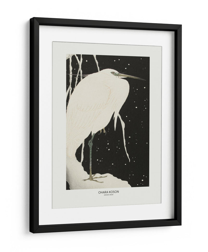 Garza en la nieve - Ohara Koson | Cuadro decorativo de Canvas Lab