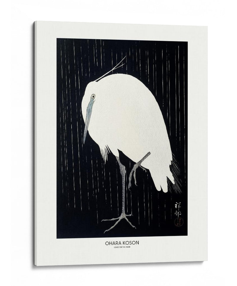 Garceta en la lluvia - Ohara Koson | Cuadro decorativo de Canvas Lab
