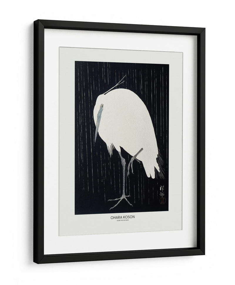 Garceta en la lluvia - Ohara Koson | Cuadro decorativo de Canvas Lab
