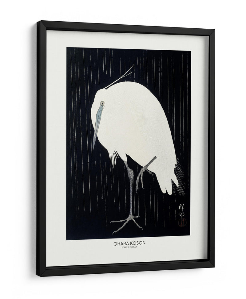 Garceta en la lluvia - Ohara Koson | Cuadro decorativo de Canvas Lab