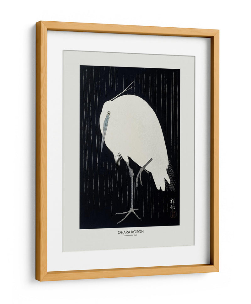 Garceta en la lluvia - Ohara Koson | Cuadro decorativo de Canvas Lab