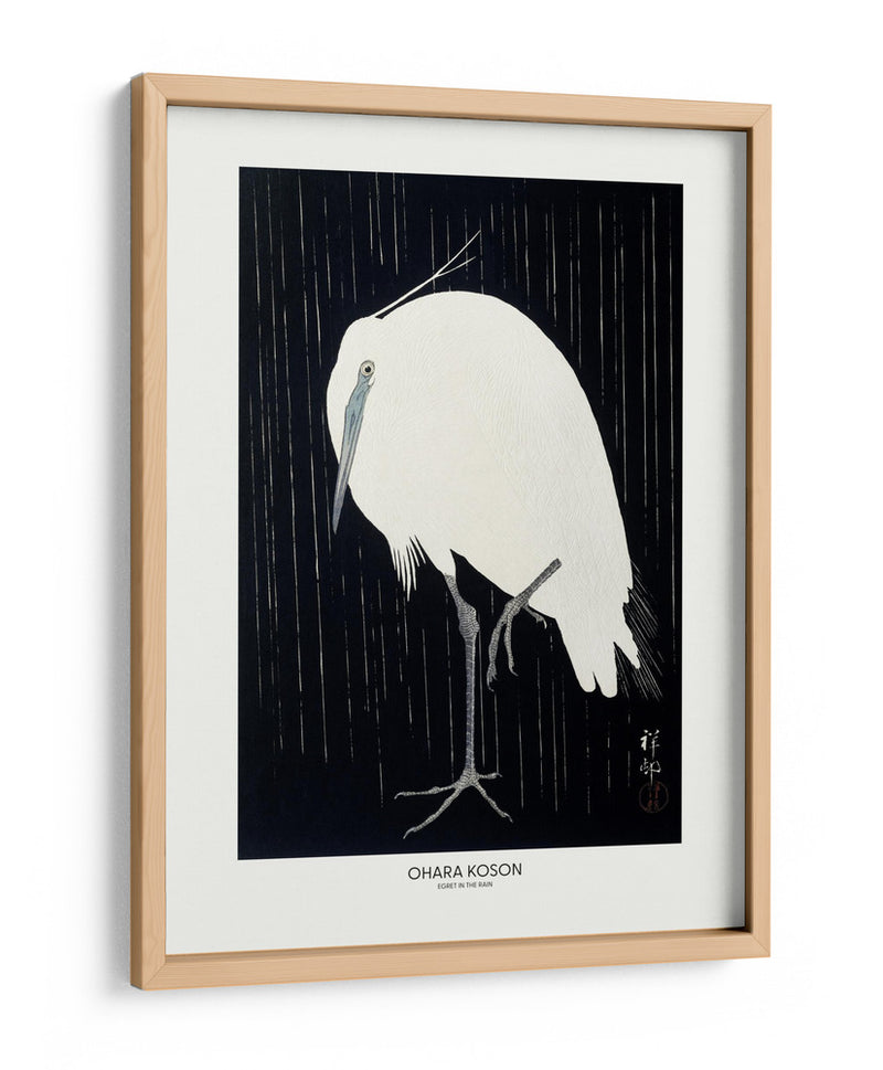 Garceta en la lluvia - Ohara Koson | Cuadro decorativo de Canvas Lab