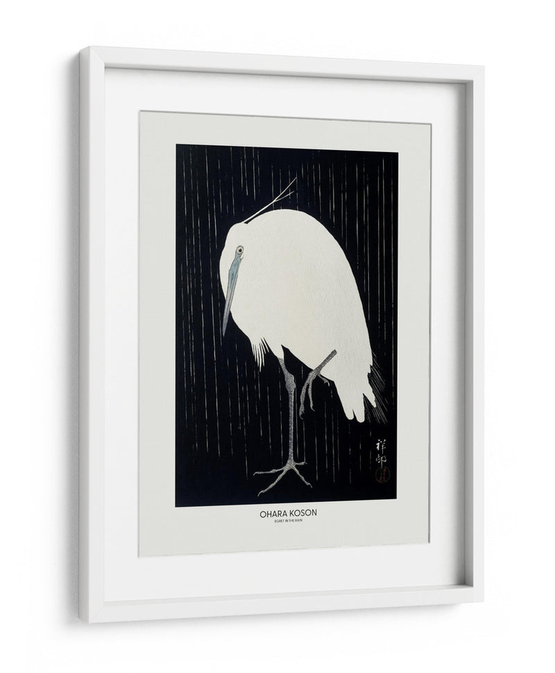 Garceta en la lluvia - Ohara Koson | Cuadro decorativo de Canvas Lab