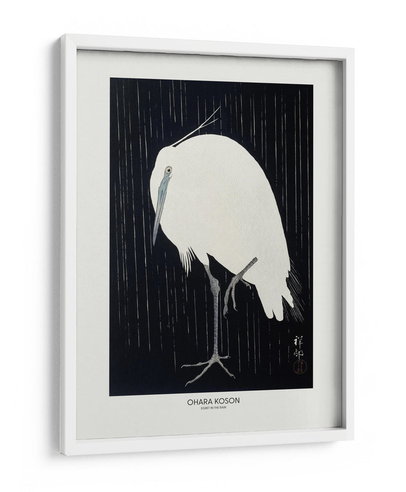 Garceta en la lluvia - Ohara Koson | Cuadro decorativo de Canvas Lab