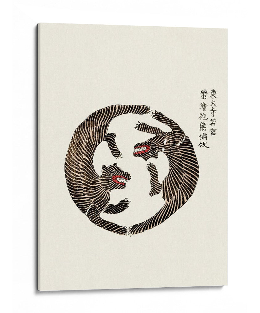 Xilografía de tigres de Yatsuo No Tsubaki - Taguchi Tomoki | Cuadro decorativo de Canvas Lab