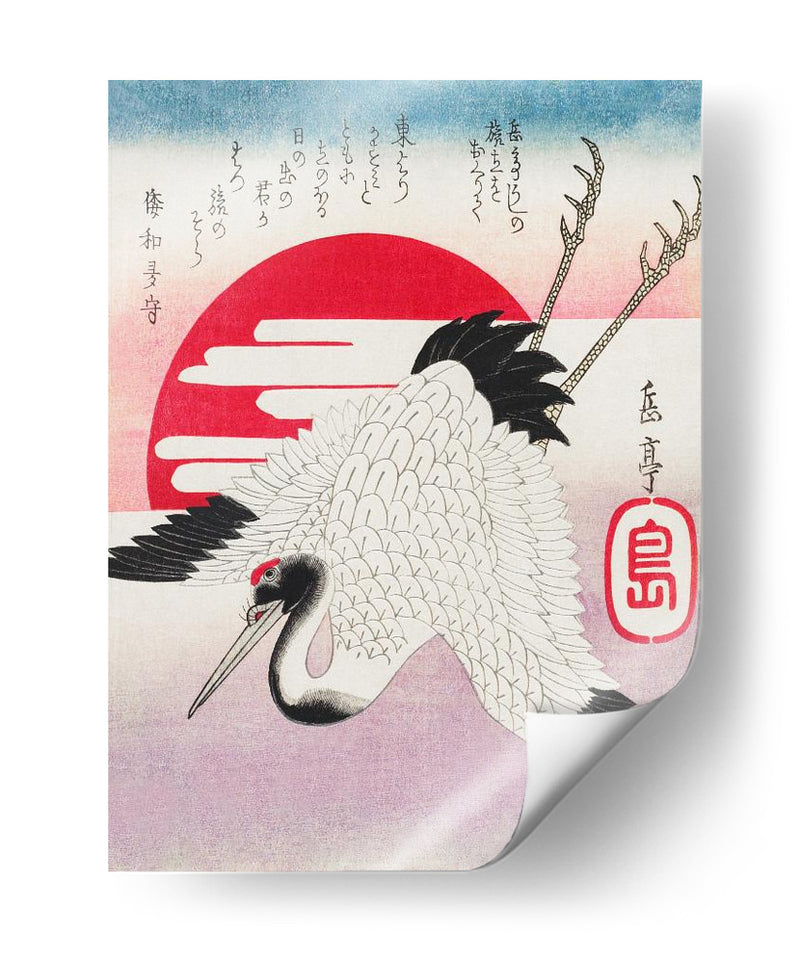 Grulla japonesa volando (1900) - Yashima Gakutei | Cuadro decorativo de Canvas Lab