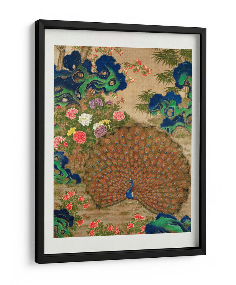 Pavo real y flores chinos (siglo XVII) - Vintage Japanese | Cuadro decorativo de Canvas Lab
