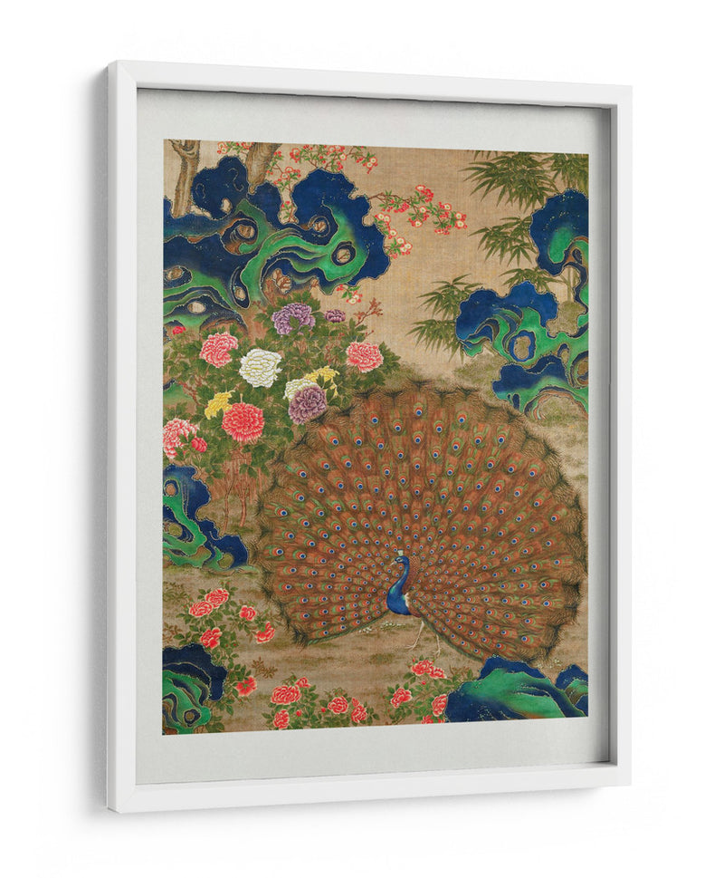 Pavo real y flores chinos (siglo XVII) - Vintage Japanese | Cuadro decorativo de Canvas Lab