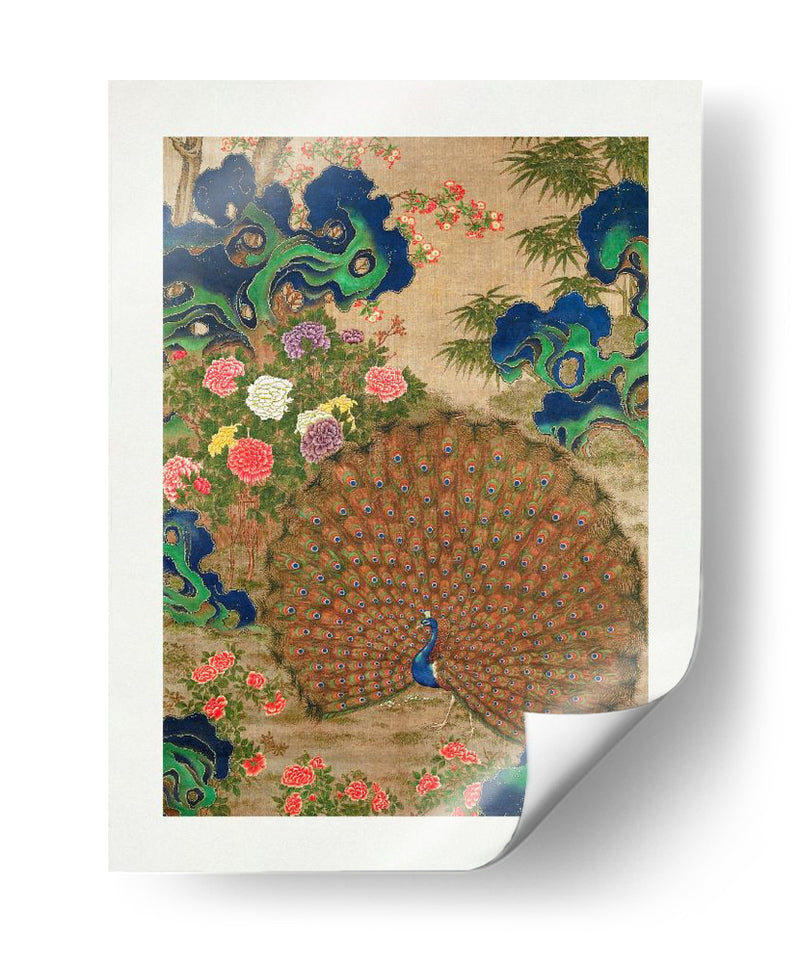 Pavo real y flores chinos (siglo XVII) - Vintage Japanese | Cuadro decorativo de Canvas Lab