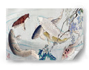 Seis carpas nadando bajo la glicina (1889) - Tsukioka Yoshitoshi | Cuadro decorativo de Canvas Lab