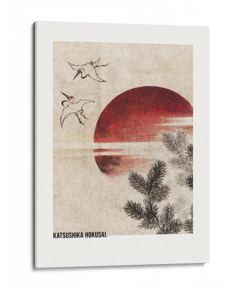 Aves y atardecer, del álbum de bocetos (1814) - Katsushika Hokusai | Cuadro decorativo de Canvas Lab