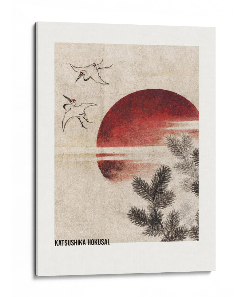 Aves y atardecer, del álbum de bocetos (1814) - Katsushika Hokusai | Cuadro decorativo de Canvas Lab