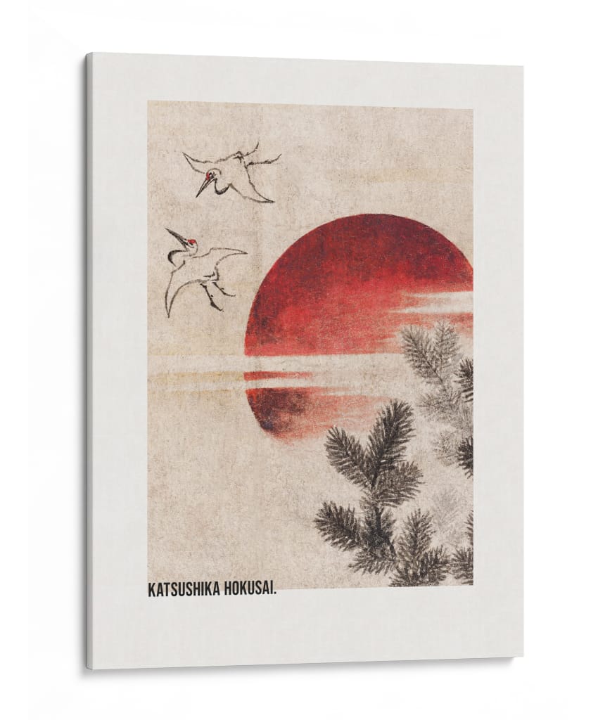 Aves y atardecer, del álbum de bocetos (1814) I - Katsushika Hokusai | Cuadro decorativo de Canvas Lab