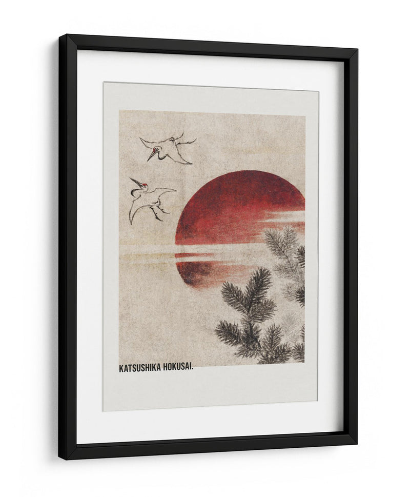 Aves y atardecer, del álbum de bocetos (1814) - Katsushika Hokusai | Cuadro decorativo de Canvas Lab