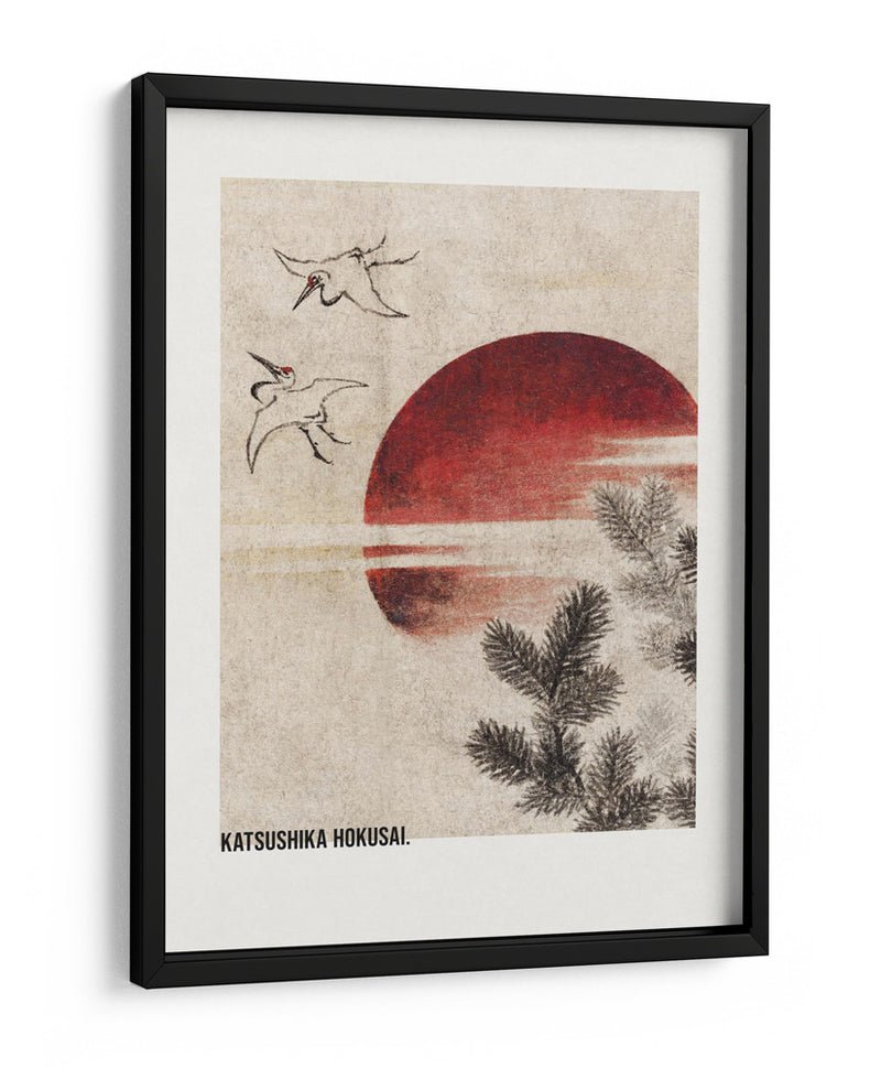 Aves y atardecer, del álbum de bocetos (1814) - Katsushika Hokusai | Cuadro decorativo de Canvas Lab